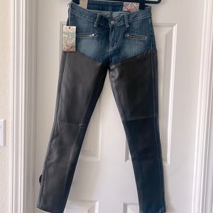 NWT Siwy denim with faux leather legs size 24